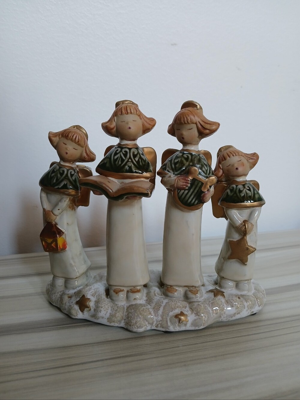 Vintage Ceramic Pottery Singing Angels Candleholder